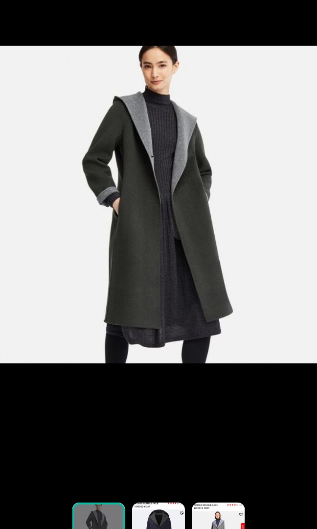 Uniqlo double face hooded coat hot sale