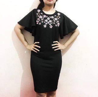 #QrimCarousell Dress pesta hitam embroidery bordir bodycon