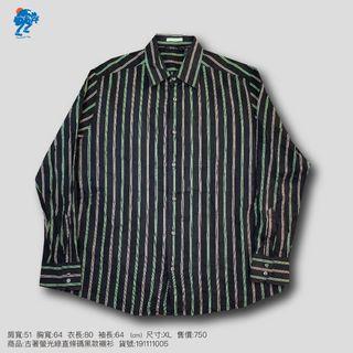 古著螢光綠直條碼黑款襯衫
