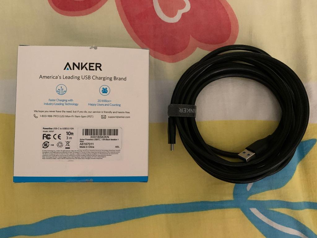 Anker Powerline A8167 Usb C To Usb 3 0 Cable 3m 10ft Video Gaming Gaming Accessories On Carousell