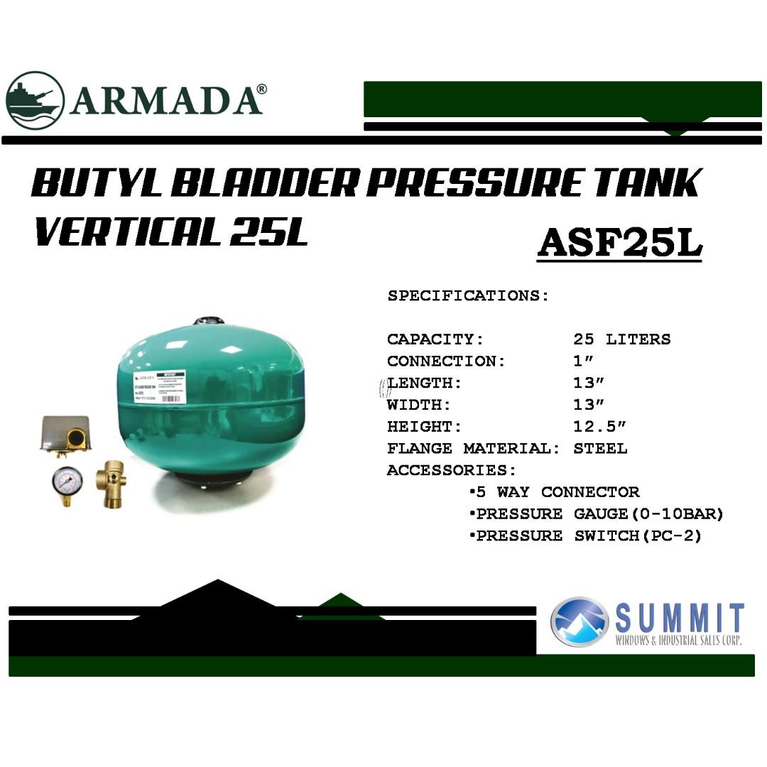 Armada Butyl Bladder Pressure Tank 25 Liters Asf25l Home Furniture Home Tools And Accessories On Carousell