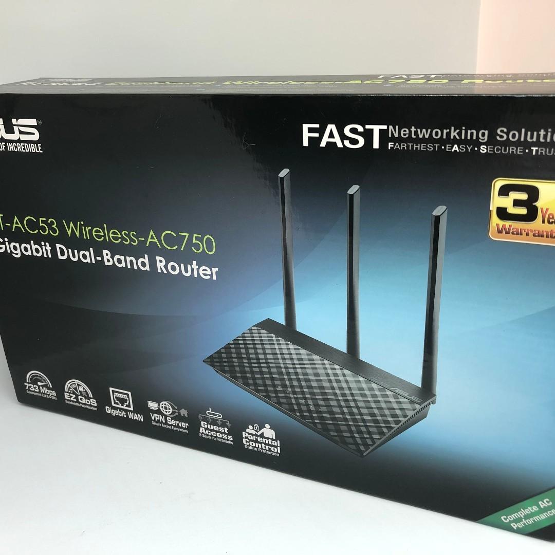 ASUS RT-AC53 AC750 Dual Band Gigabit WiFi Router, Computers & Tech ...