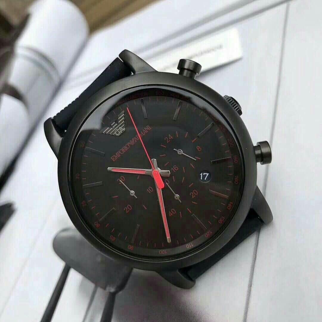 Emporio Armani Original Men s Luigi AR11024 Black Silicone Quartz Dress Watch Men s Fashion Watches Accessories Watches on Carousell