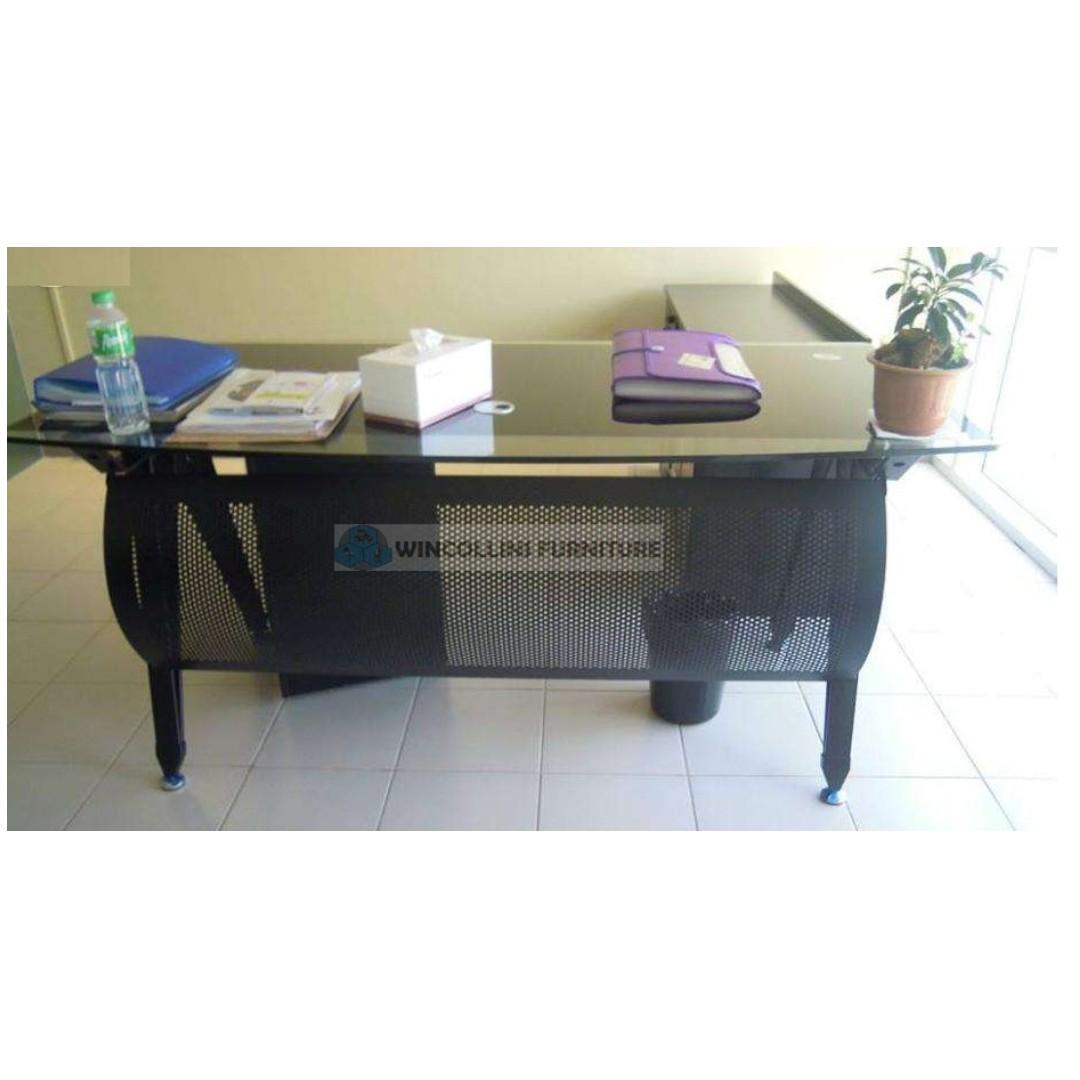 Executive Office table glass top / Office Partition, Furniture & Home Living, Office Furniture