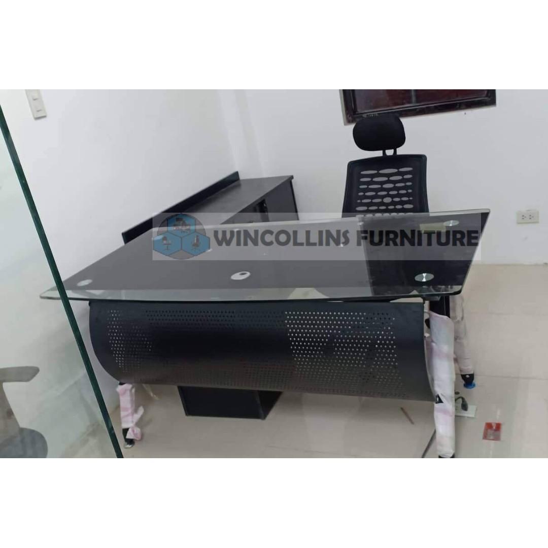 Executive Office table glass top / Office Partition, Furniture & Home Living, Office Furniture