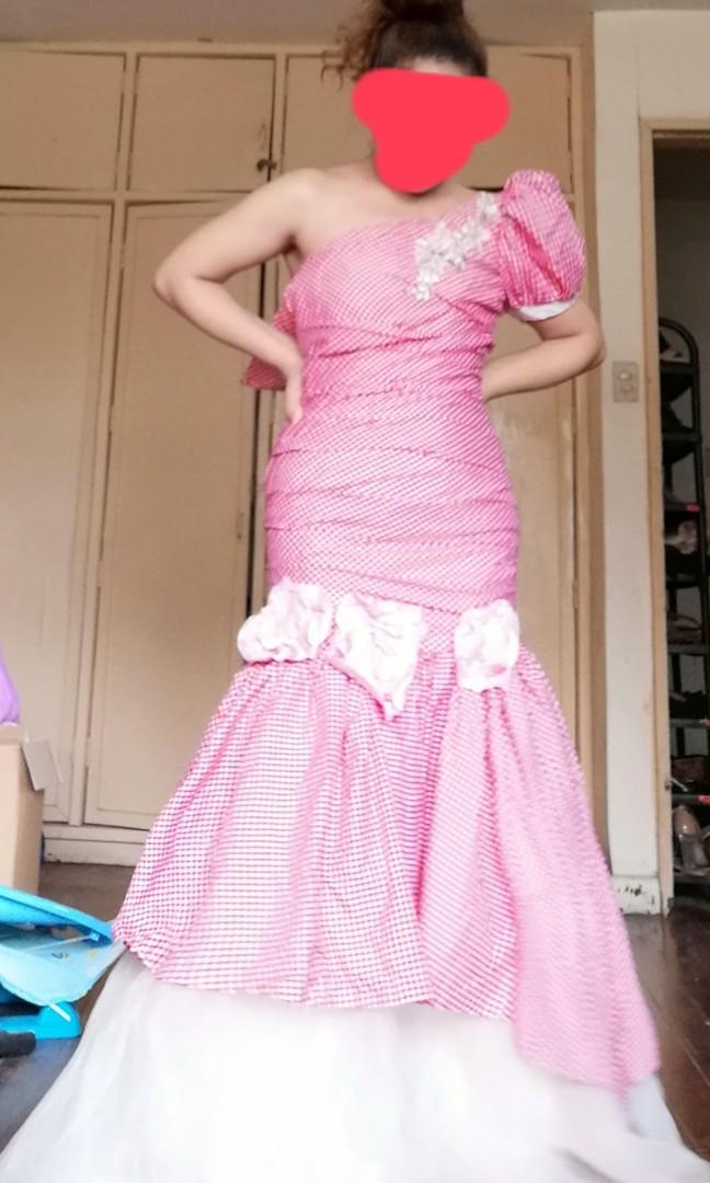 Filipiniana costume gingham serpentina mermaid long gown dress