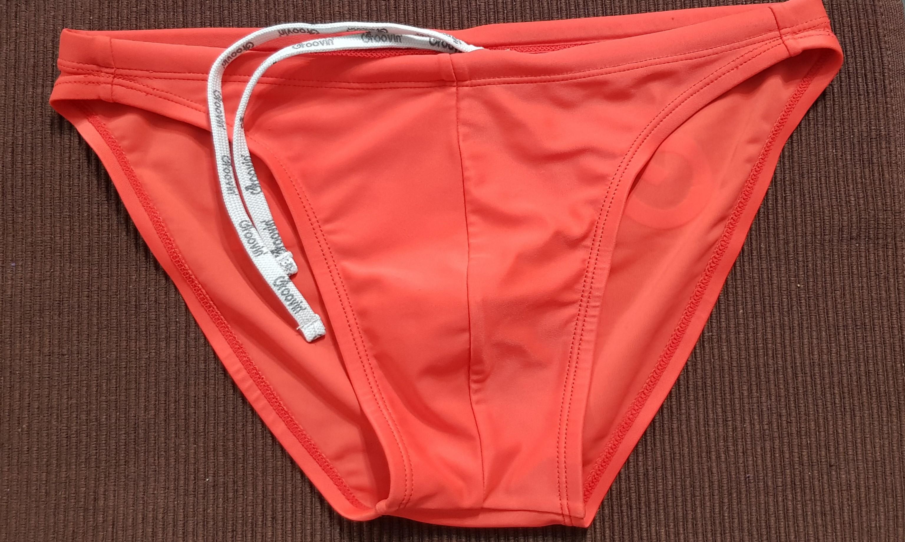 Groovin' City Sexy Bikini Swim Trunk Orangey Red, Men's Fashion, Bottoms, New Underwear on