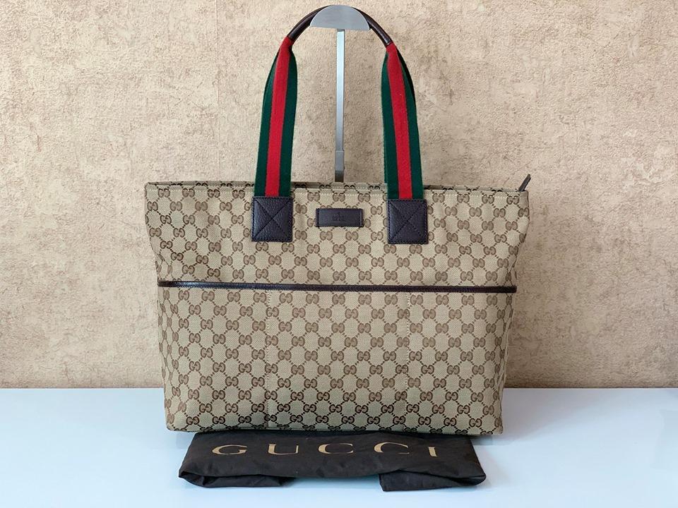 GUCCI 155524 GG CANVAS TOTE BAG
