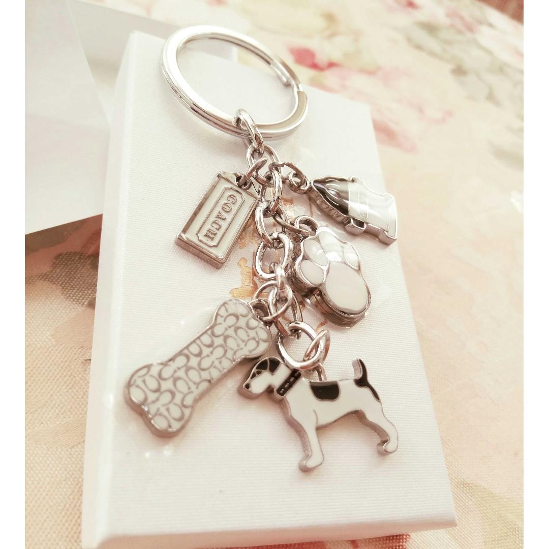 Instock Coach Dog Paw Bone Keychain Bag Charm White Black PO111700205 FREE Post