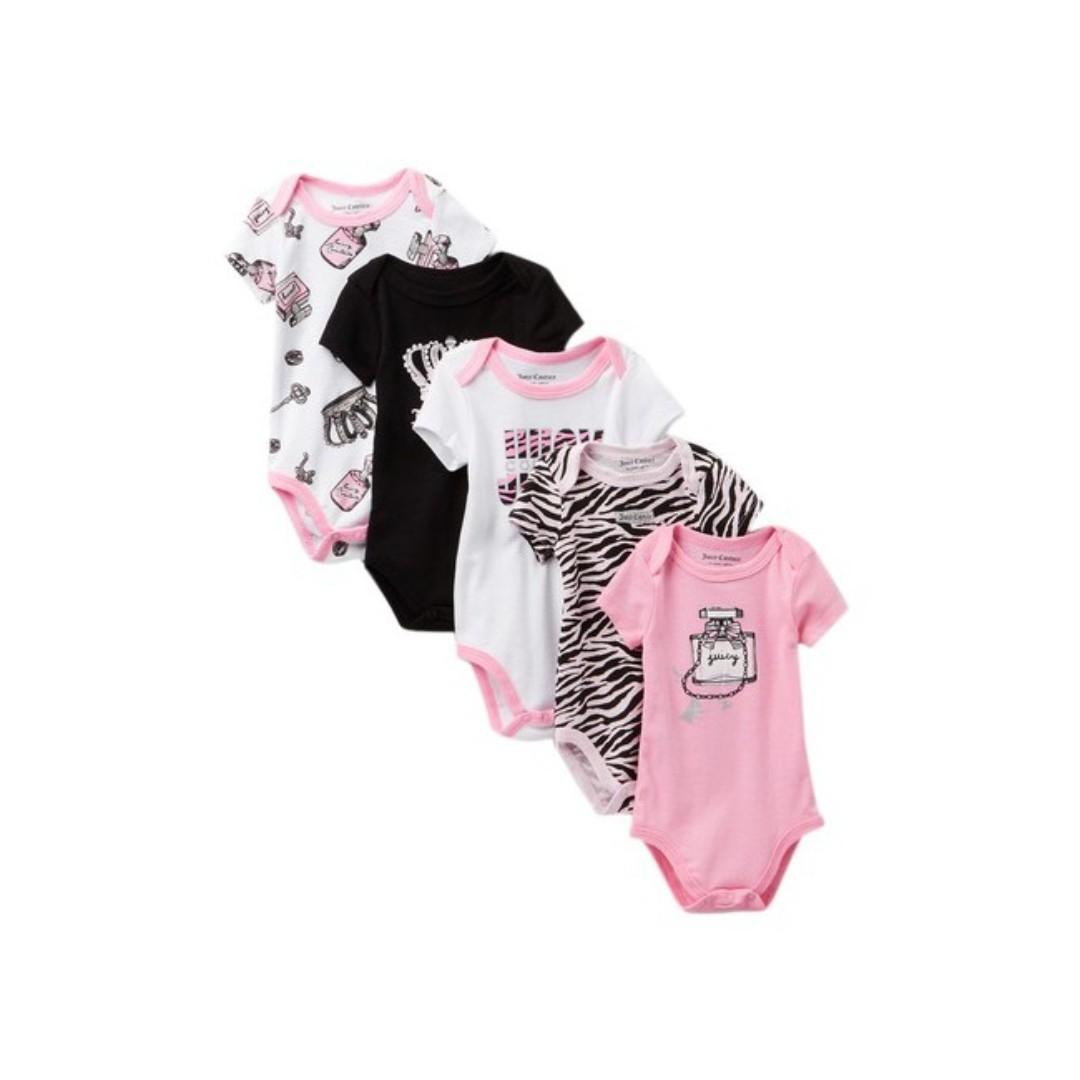 Juicy Couture Perfume Bottle Bodysuits Pack of 5, Babies & Kids
