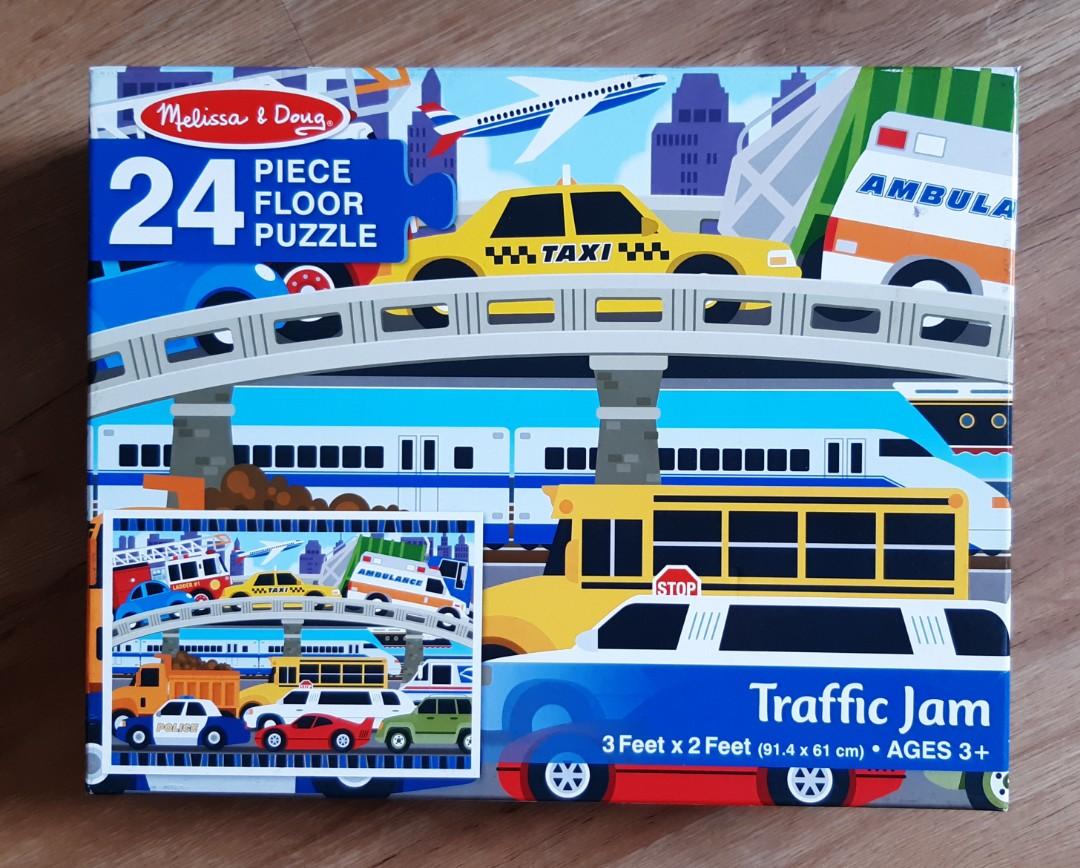 Melissa Doug Floor Puzzle Traffic Jam Vehicles Hobbies