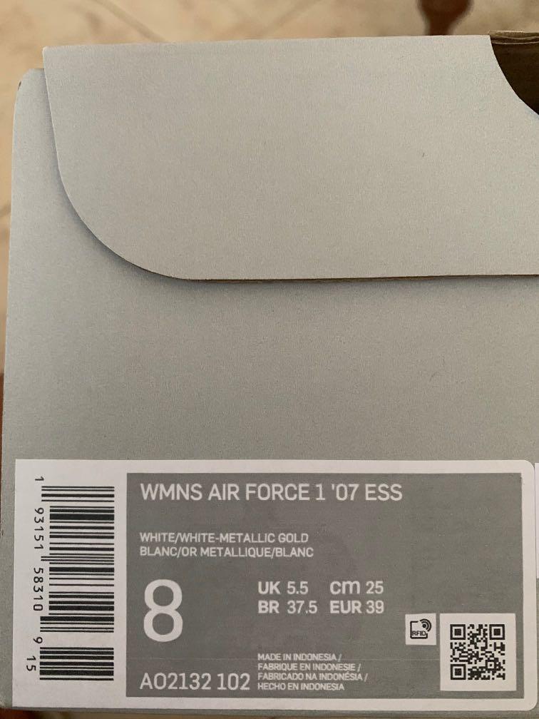 mens white and gold air force 1