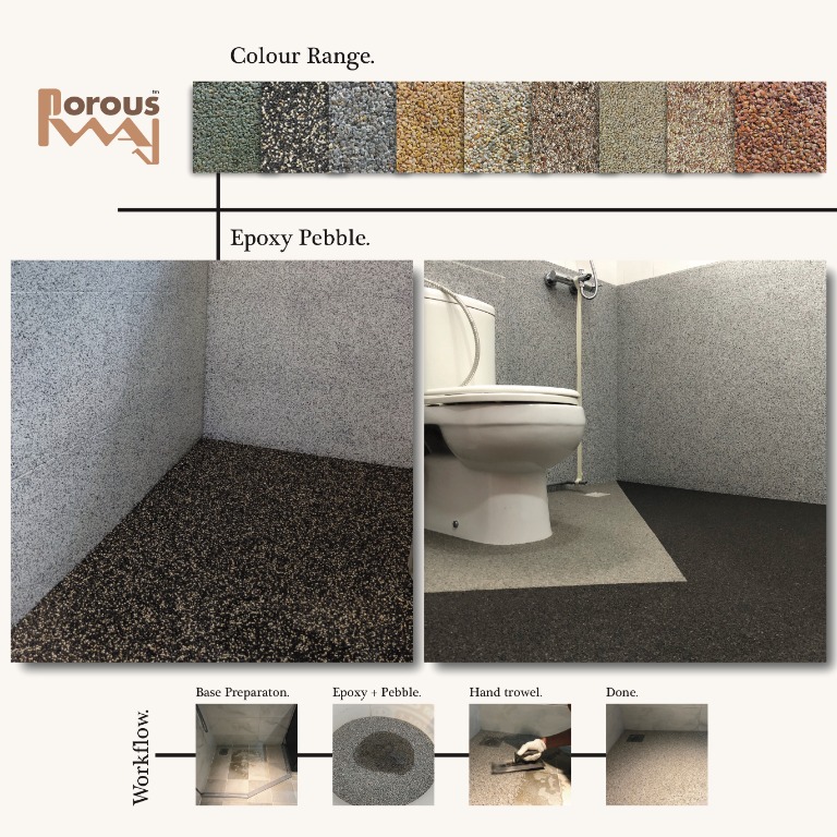 HDB Overlay for Toilet (Epoxy Pebble) Toilet flooring repair