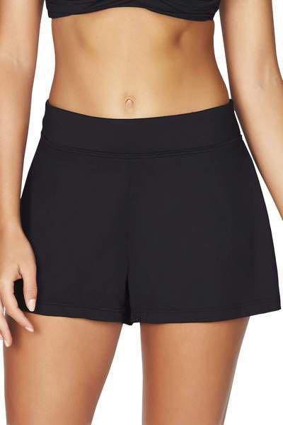 black swim cover up shorts