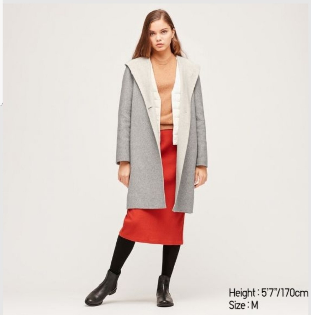 Uniqlo double face hooded coat cheap