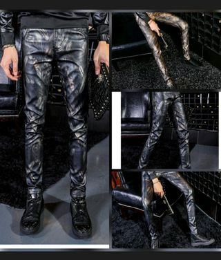 Men's Leather Pants,stretch Tight Faux Leather Pants 28-40