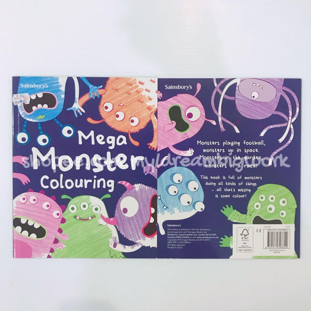 Bbw Mega Monster Colouring Book Books Stationery Children S Books On Carousell