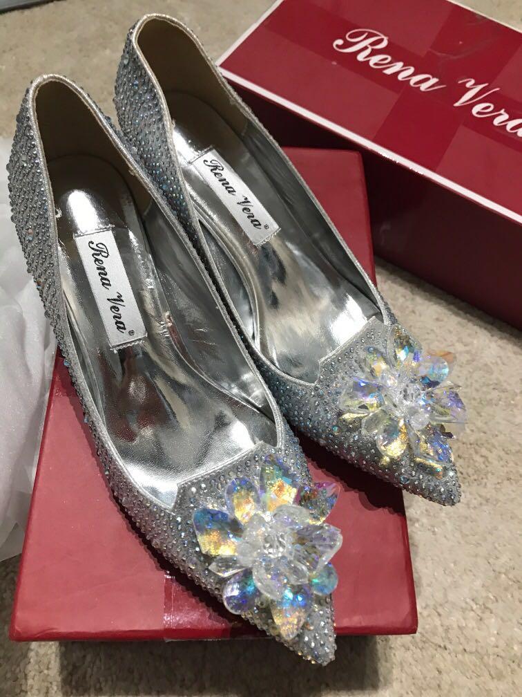 silver wedding shoes size 12