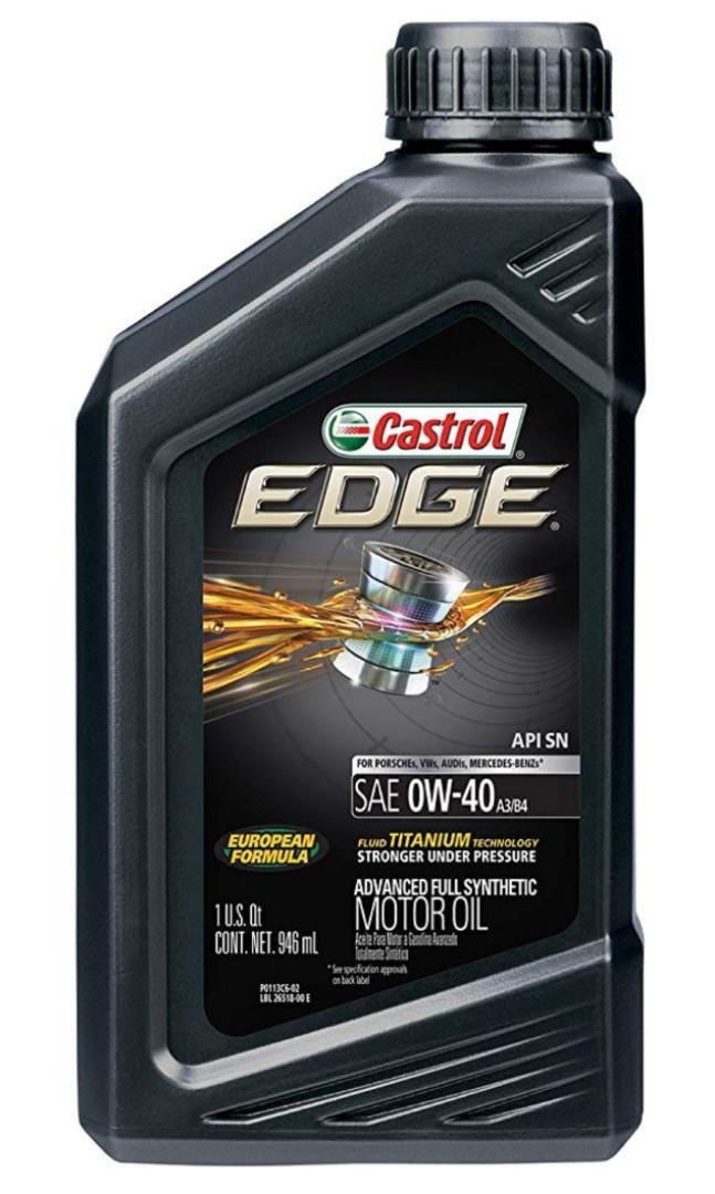 Castrol Edge Euro 5W-40 A3/B4 Advanced Full Synthetic Motor Oil, 1 Quart  (Pack of 2)
