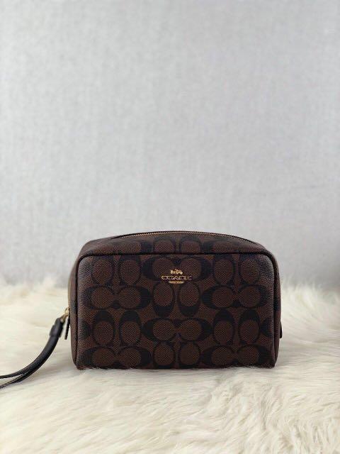 COACH Outlet Dempsey Boxy Cosmetic Case 20 In Signature Jacquard With  Stripe And Coach Patch 150.00