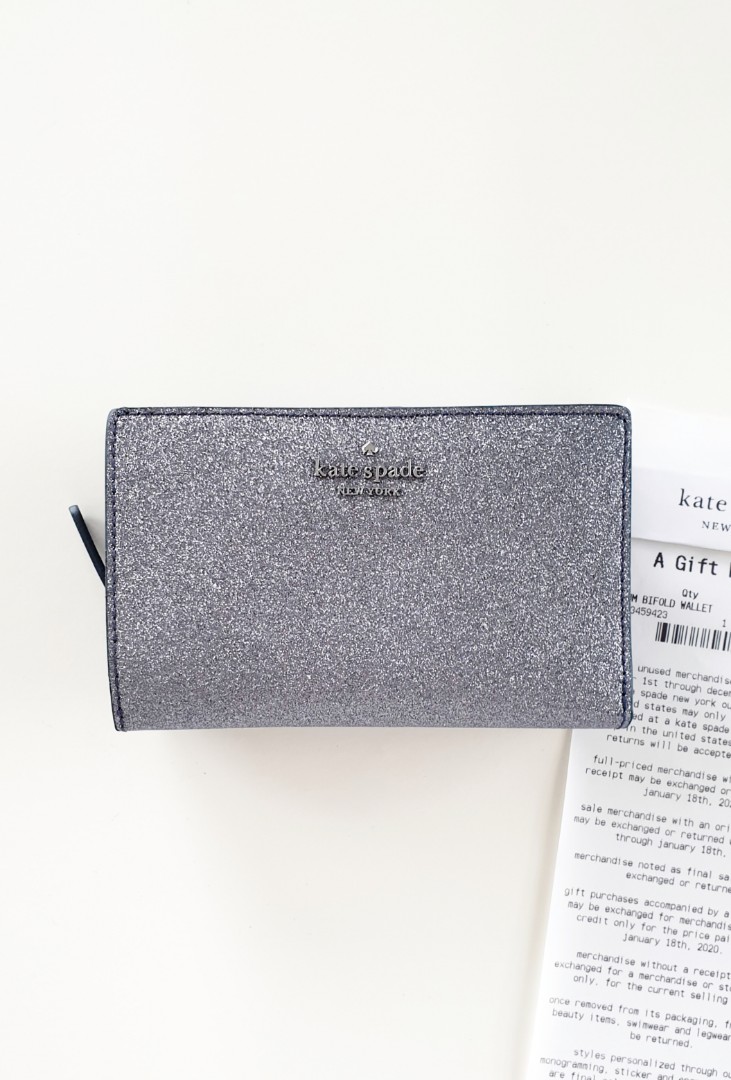 kate spade blue glitter wallet
