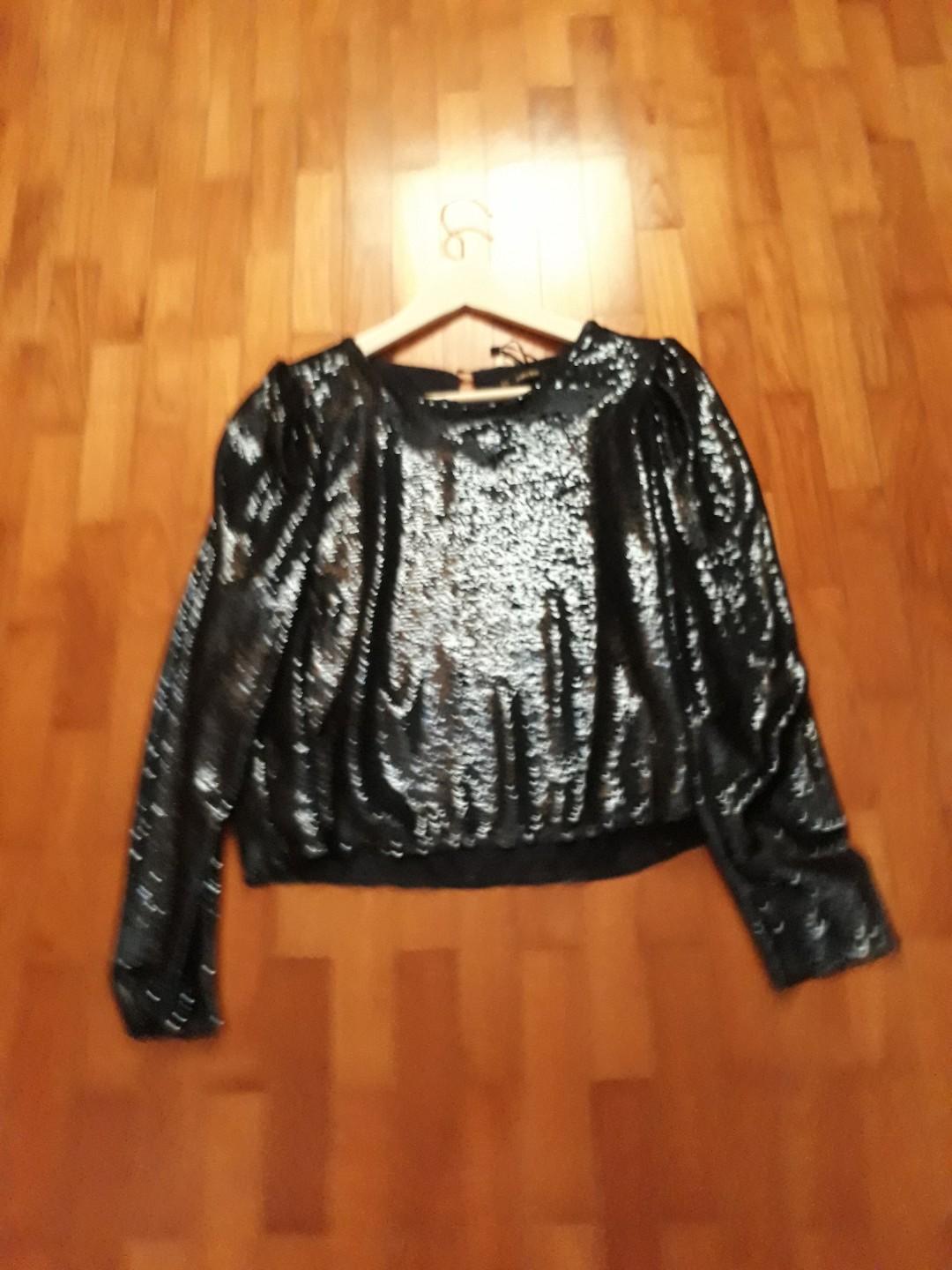 navy blue glitter top