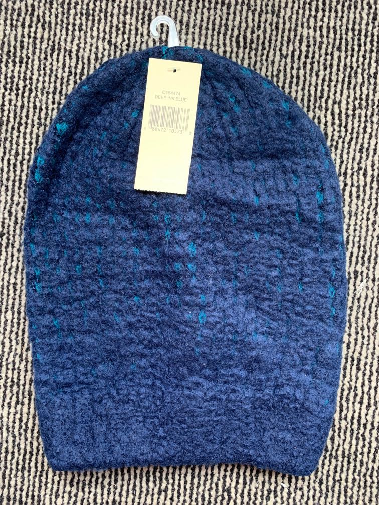 Blue knit beanie clearance
