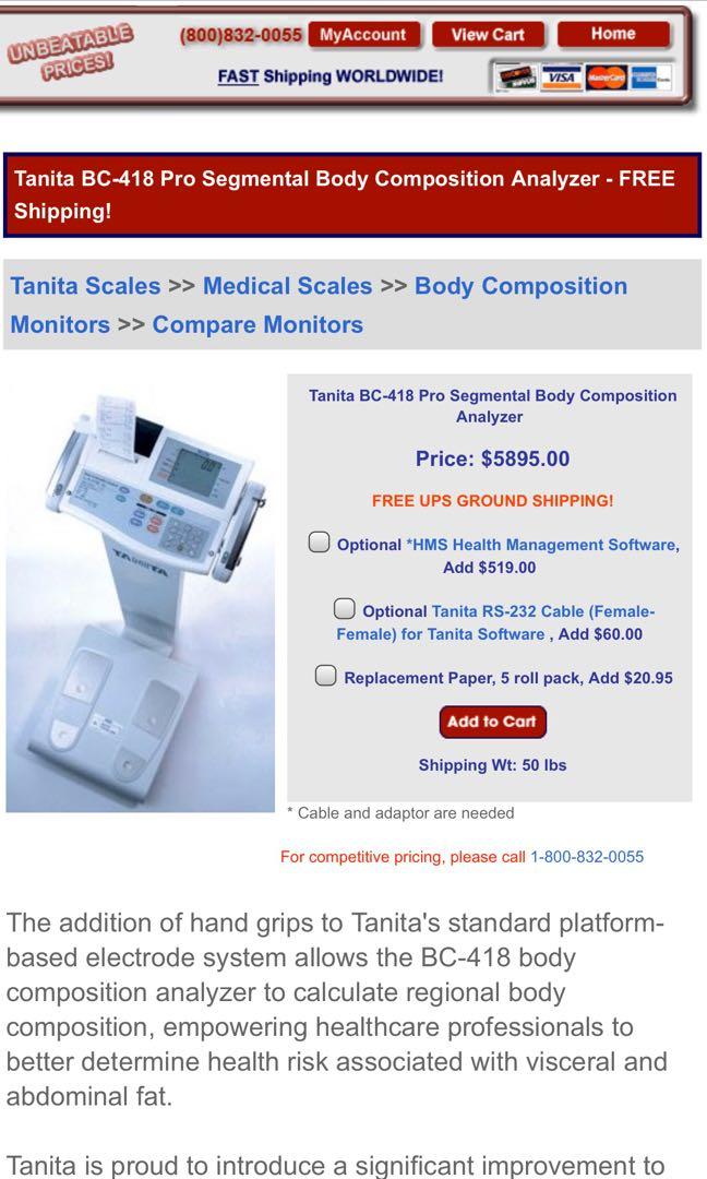 Tanita BC418 Pro Segmental Body Composition Analyzer, Health
