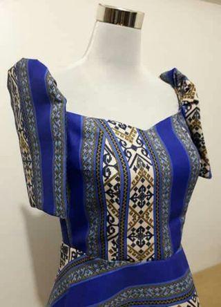Blue Modern Filipiniana Dress