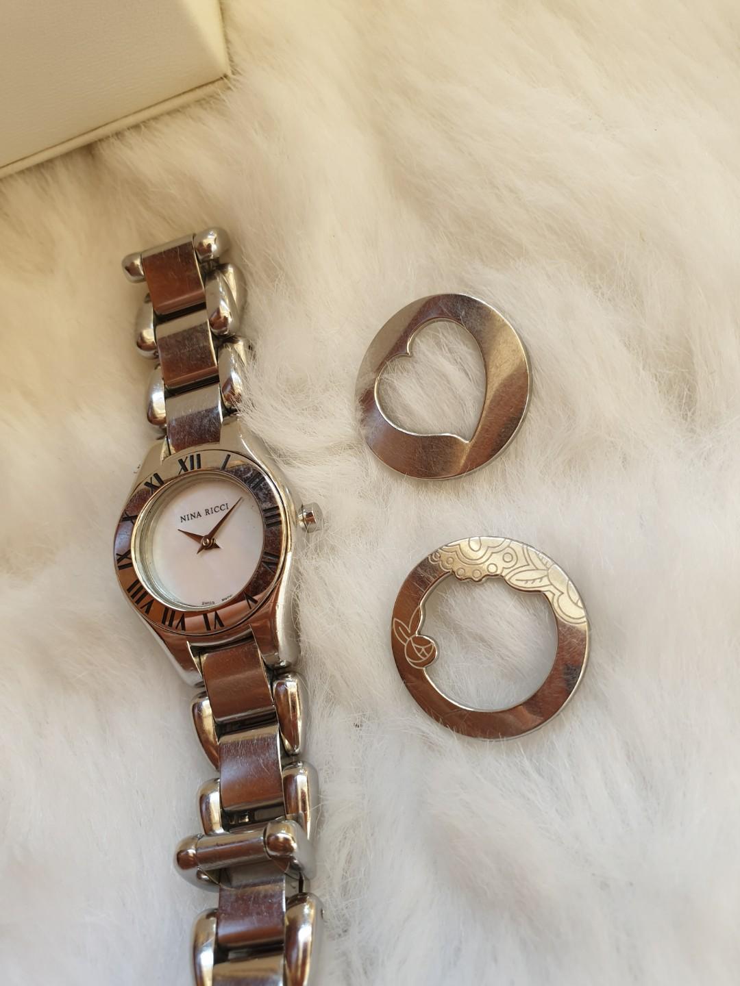 Authentic Nina Ricci Interchangeable Bezel (Category: Luxury Watches) located in San Pablo. Submitted by watchyouwantphsecond (Listing ID 266480715, Image 2). Description: Authentic Preowned Nina Ricci Interchangeable Bezel Complete Inclusion Strap 8.9/10 Dial Rank 8.9/10 Quartz Ladies Cash On Delivery Credit Card Accepted Open for layaway.