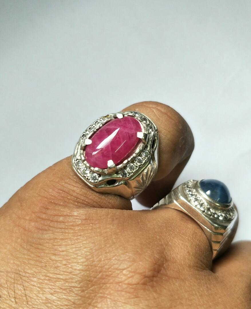 Cincin Perak Batu Delima Merah Asli Luxury Accessories On Carousell