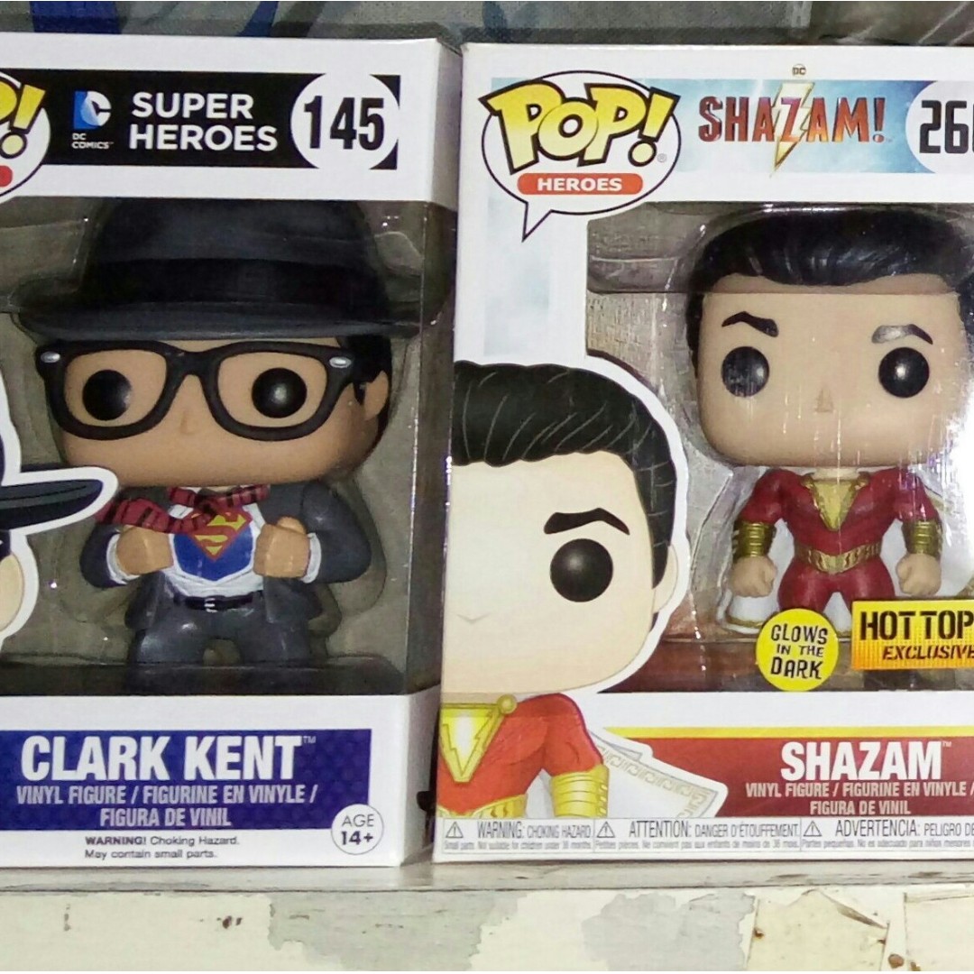 Dc Heroes Set Sale Og Clark Kent Shazam Glow In The Dark Hot Topic Exclusive Funko Set Hobbies Toys Toys Games On Carousell