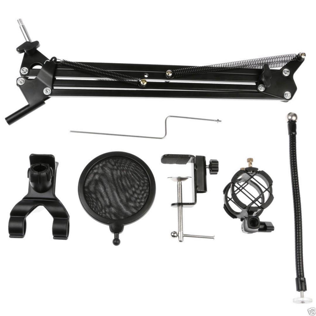 Smartphone Iphone Ipad Tablet Recording Microphone MIC Table Desktop Stand Bracket Holder (Category: Microphones) located in Manila. Submitted by kpicx (Listing ID 266573332, Image 3). Description: FEATURES: - Adjustable Scissor Arm Stand is made of high quality steel frame, sturdy and durable - Adjustable arms allow you to adjust the suitable angle - Steel Base Mounting Clamp, can be mounted on the announcers table securely - The Microphone Wind