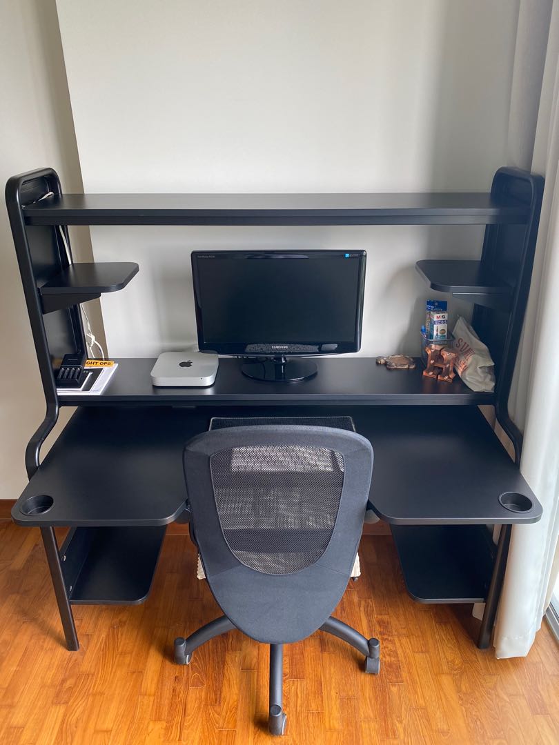 IKEA FREDDE Workstation with IKEA FLINTAN / NOMINELL Chair, Furniture