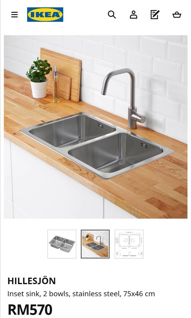 Ikea Hillesjon 2 Bowl Sink Carousellbelanja Kitchen Appliances On Carousell