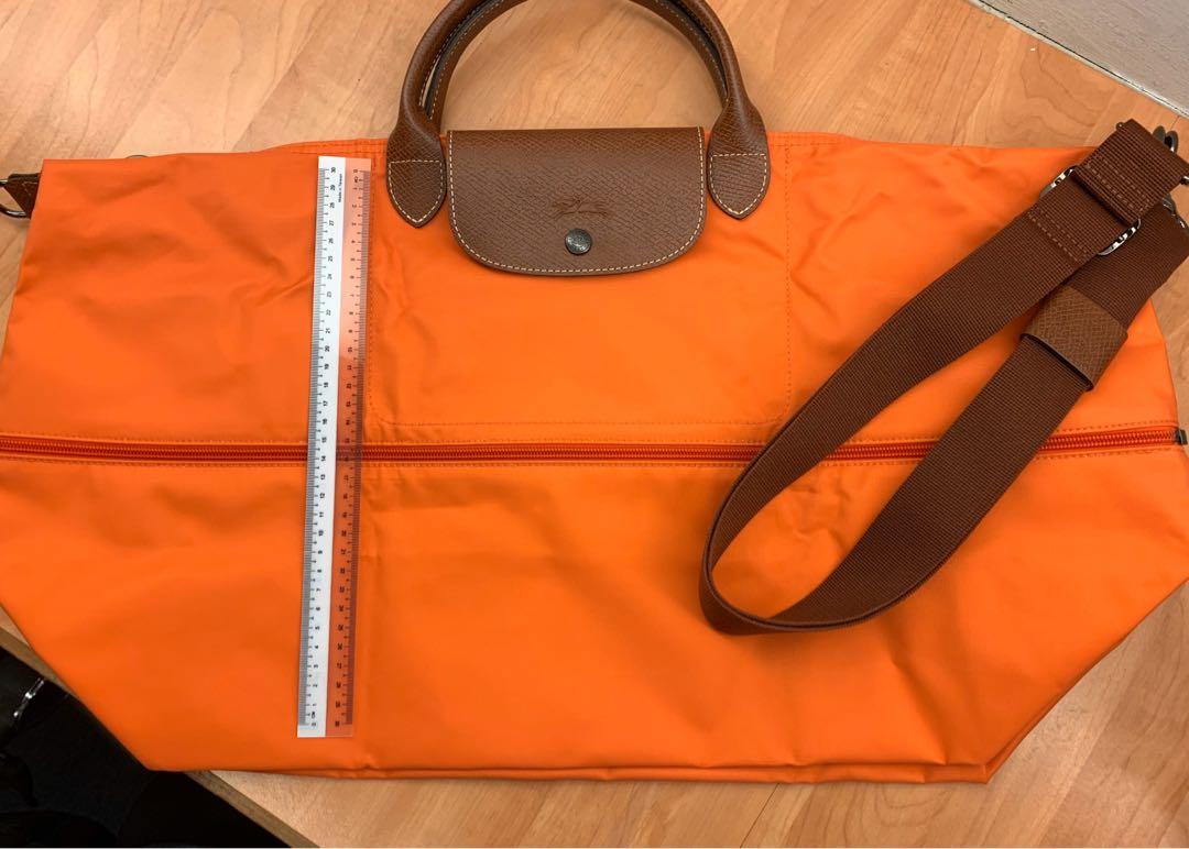 LongChamp Travel Bag Orange Pliage Nylon, Women's Fashion, Bags