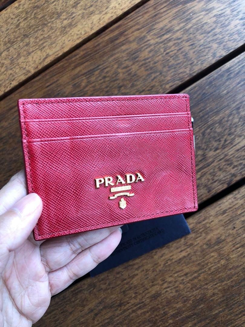 Prada Card Holder with authenticity card and box, Luxury, Bags