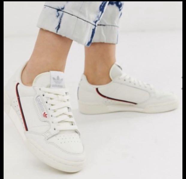 white & red continental 80 trainers
