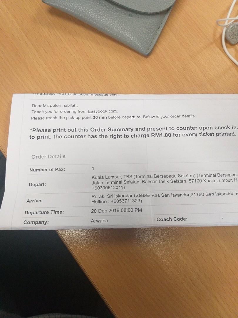 Bus Ticket To Seri Iskandar Tickets Vouchers Gift Cards Vouchers On Carousell