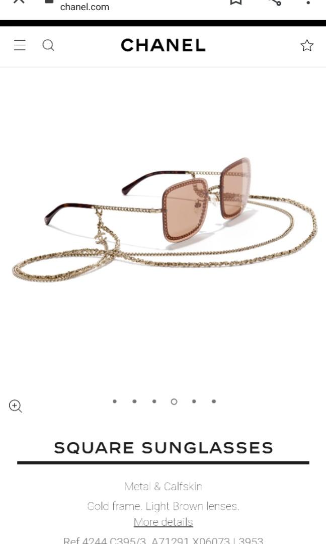 Chanel Sunglasses double chain brown frame with gold hardware