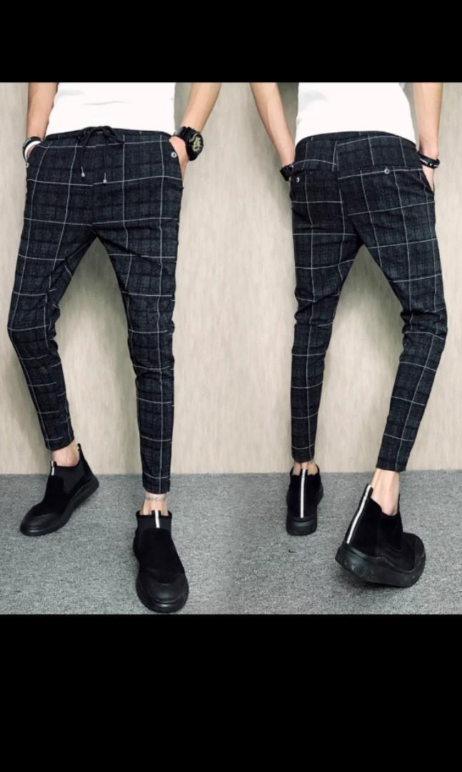 Mens checkered online pants skinny