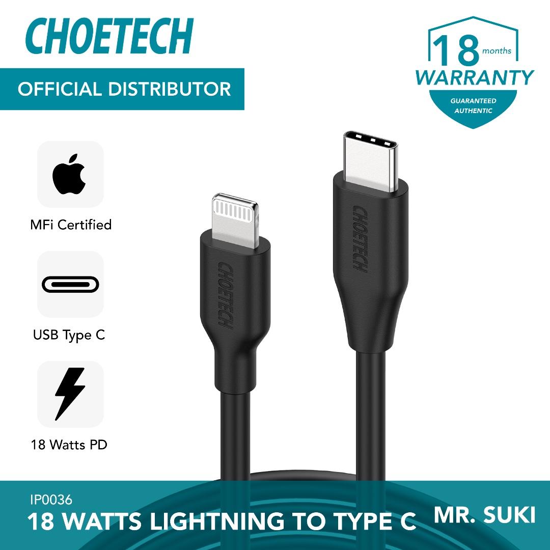 Choetech 18 Watt Mfi Certified Usb C To Lightning Cable Pd Fast