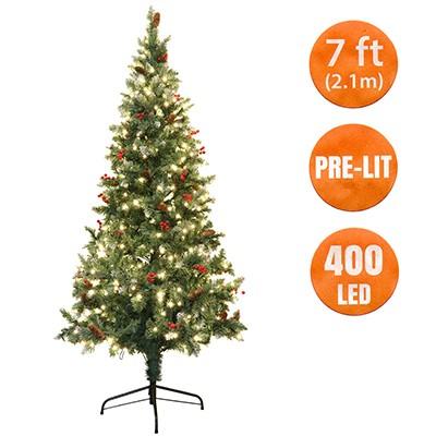 Christmas Tree Pre Lit 400 Led 7 Ft Artificial Scandinavian Blue Spruce With Berries And Pine Cones 100 Virgin Fire Retardant Pvc Tips Ansio 2116 Everything Else On Carousell
