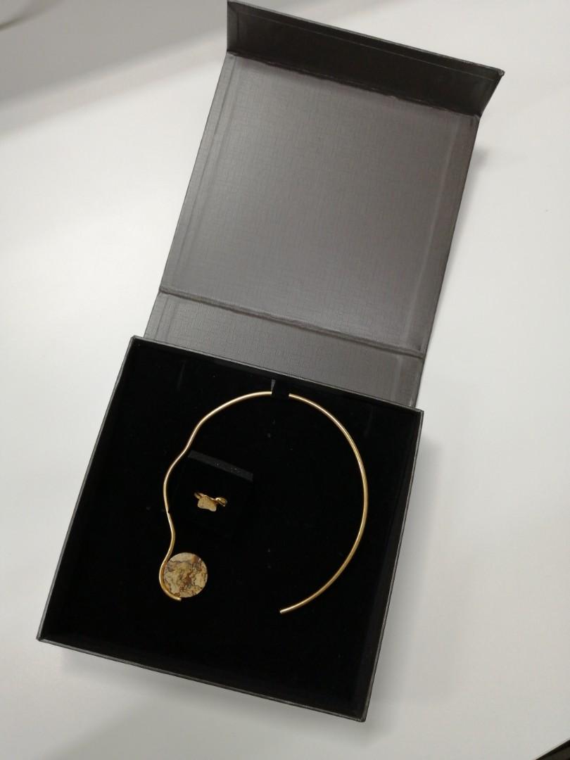 Ck Charles And Keith Jewelry Jewellery Gold Sand Stone Zen Necklace Ring Women S Fashion Jewellery Others On Carousell