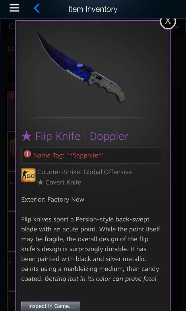 CSGO FLIP KNIFE DOPPLER PHASE 4, Video Gaming, Gaming Accessories, Game ...