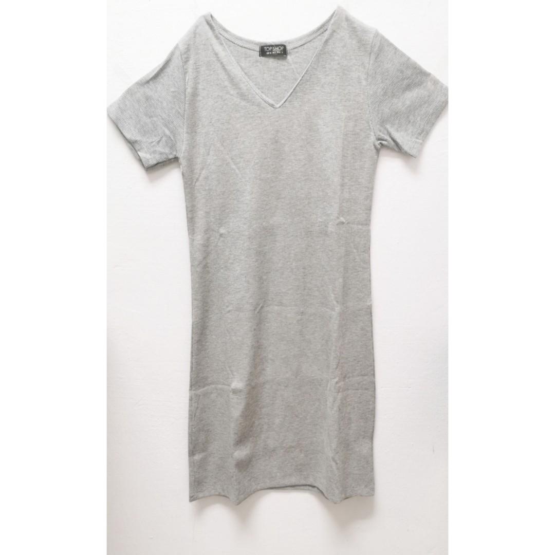 Topshop grey bodycon knitted mini dress, Women's Fashion, Tops, Sleeveless  on Carousell