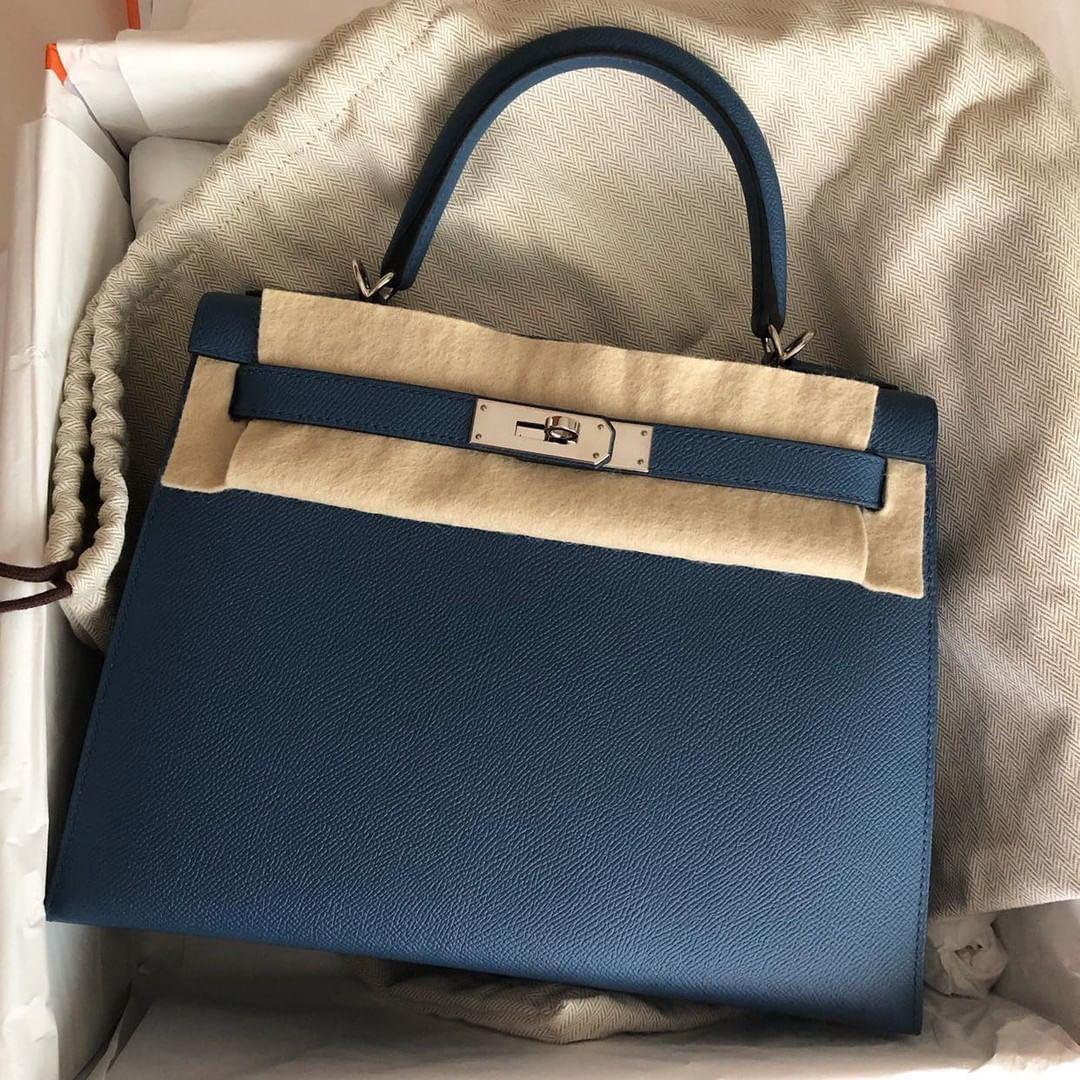 Brand New Hermes Kelly 32 Sellier Blue Sapphire In Epsom PHW, Luxury, Bags  & Wallets on Carousell