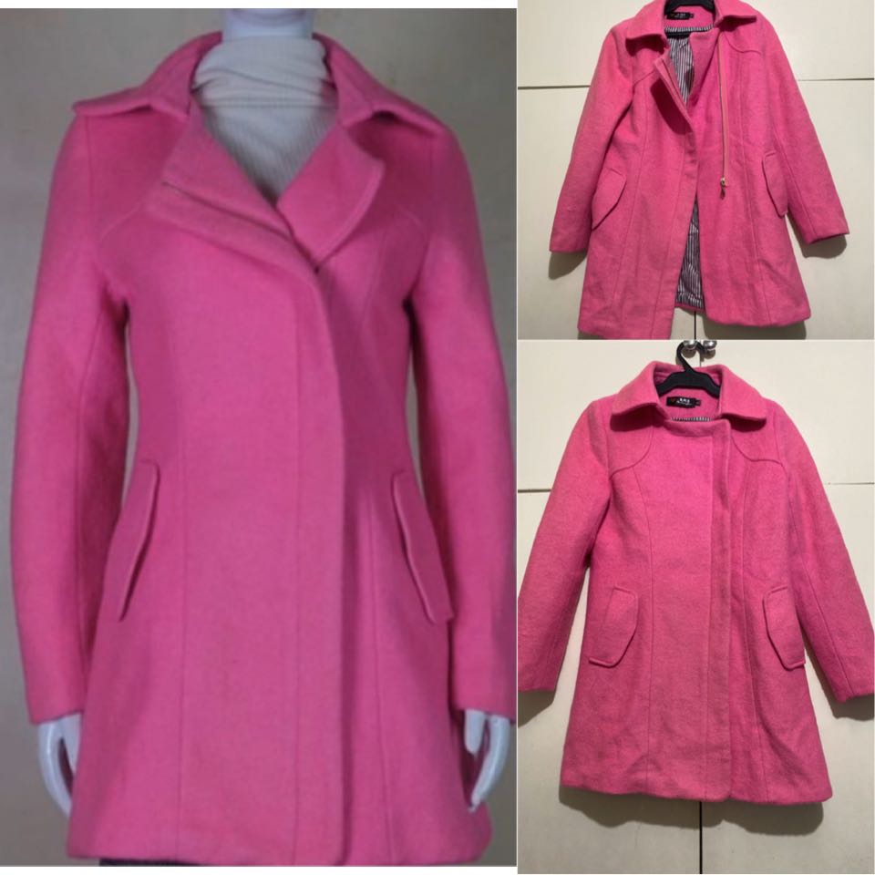 Premium Thick Wool Coat Hot Pink, Women 