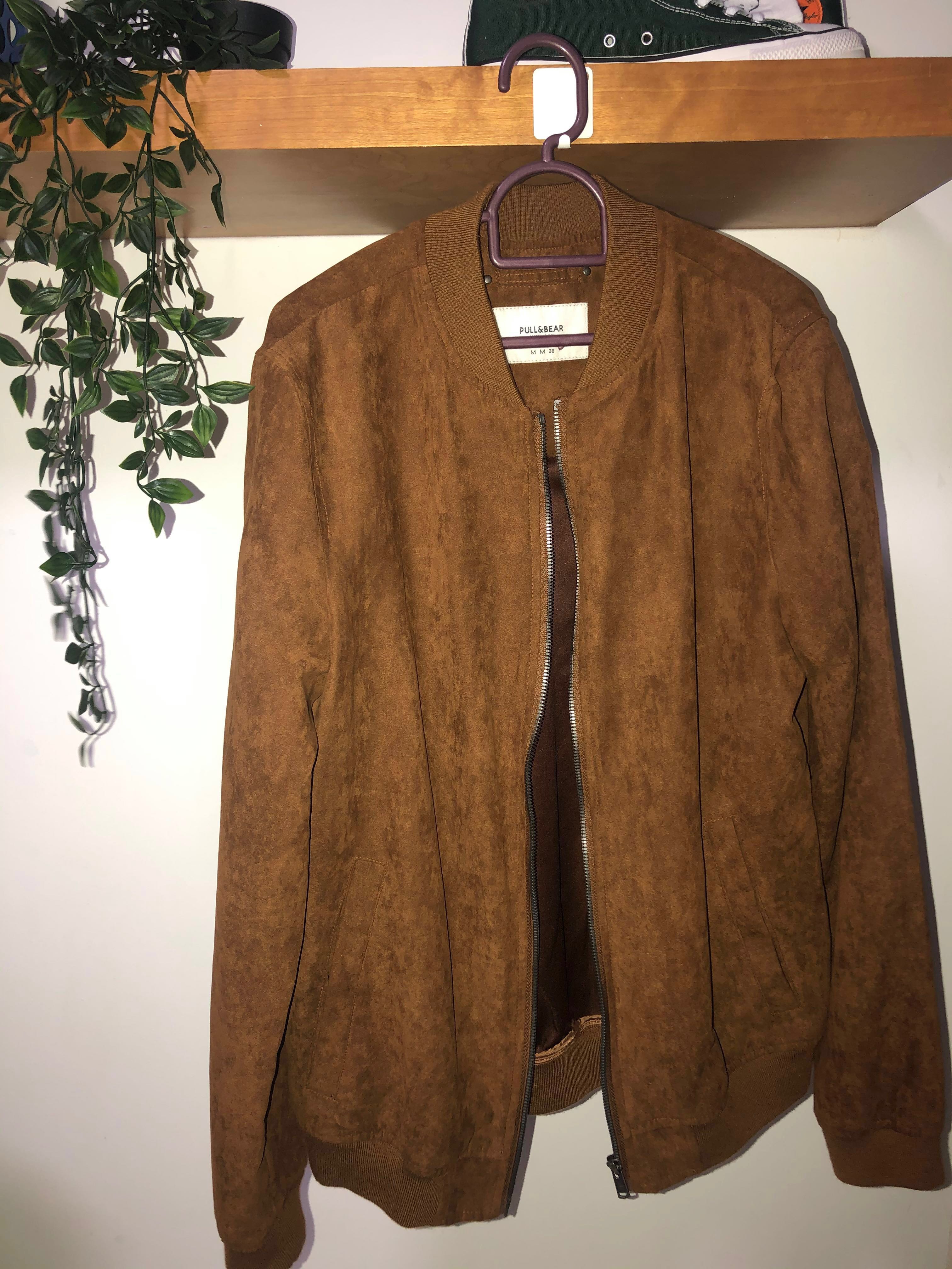Pull Bear Bomber Jacket Faux Suede