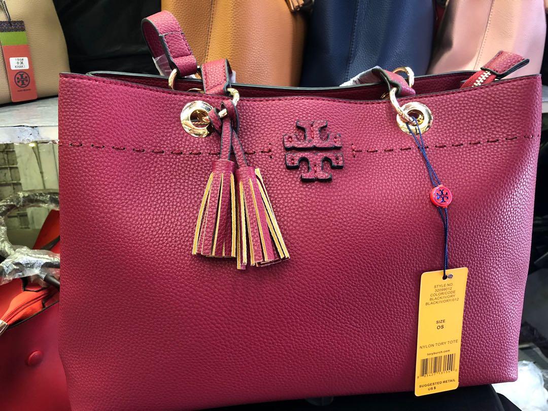 TORY BURCH IN MAROON TITE HANDBAGS, Women's Fashion, Bags & Wallets, Purses  & Pouches on Carousell